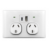 Trader Snow Leopard Power Point 10A 250V Auto Switched Fully Integrated Dual USB Charger (Type A and C) 5V 3.4A White Cover