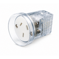 Trader Taipan 10A 3 Pin Rewireable Rigid Cover Extension Socket Transparent