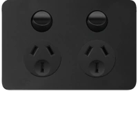 Hager Allure 10A Double GPO Matt Black