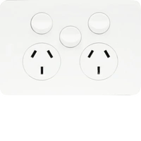 Hager Allure 10A Double GPO With Extra Switch