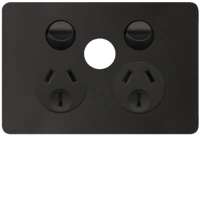 Hager Allure 10A Double GPO With Extra Switch No Mech Matt Black