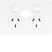 Hager Allure 10A Double GPO With Extra Switch No Mech Matt White
