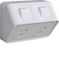 Hager 10A Weatherproof Double GPO Shallow Mount IP53