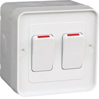 Hager 16A Double Gang Switch IP66