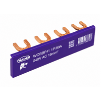 Trader Wolverine 80A 1 Pole 4 Module Insulated Fork Busbar Purple