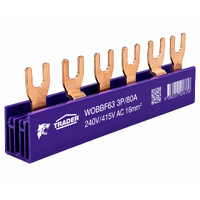 Trader Wolverine 80A 3 Pole 6 Module Insulated Fork Busbar Purple
